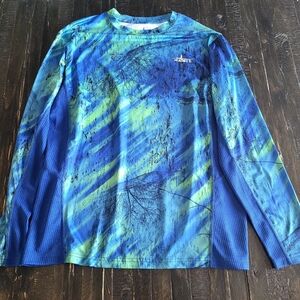 Habit Realtree Fishing Azure Blue Long Sleeve Shirt Mens Medium